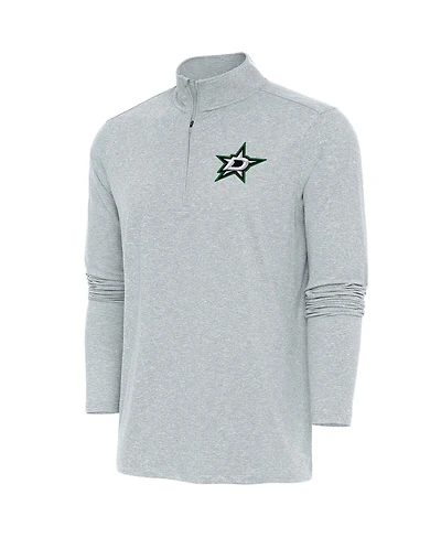 Antigua Men's Heather Gray Dallas Stars Hunk Quarter-Zip Pullover Top