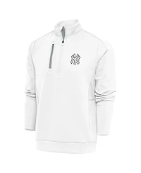 Antigua Men's White New York Yankees Metallic Generation Quarter-Zip Pullover Top