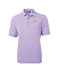 Cutter & Buck Men's Purple Lsu Tigers Alumni Logo DryTec Virtue Eco Pique Botanical Print Polo Shirt