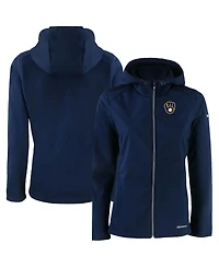 Cutter & Buck Women's Navy Milwaukee Brewers Evoke Eco Softshell Full-Zip Jacket