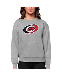 Antigua Women's Heather Gray Carolina Hurricanes Primary Logo Team Victory Crewneck Pullover Sweatshirt