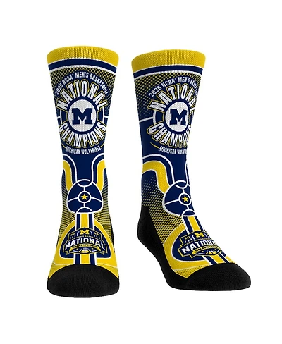 Rock Em Socks Men's and Women's Navy Michigan Wolverines 2026 Ncaa Basketball National Champions Lockup Crew Socks