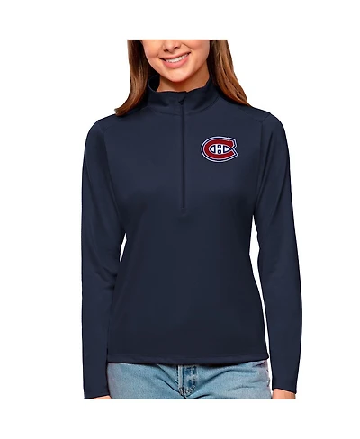 Antigua Women's Navy Montreal Canadians Tribute Quarter-Zip Pullover Top