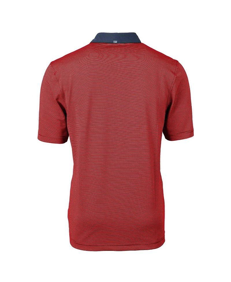 Cutter & Buck Men's Red/Navy Cleveland Guardians Virtue Eco Pique Micro Stripe Polo Shirt