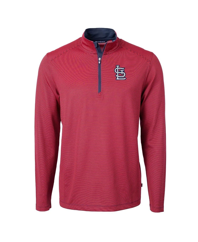 Cutter & Buck Men's Red/Navy St. Louis Cardinals Virtue Eco Pique Micro Stripe Big Tall Quarter-Zip Pullover Top