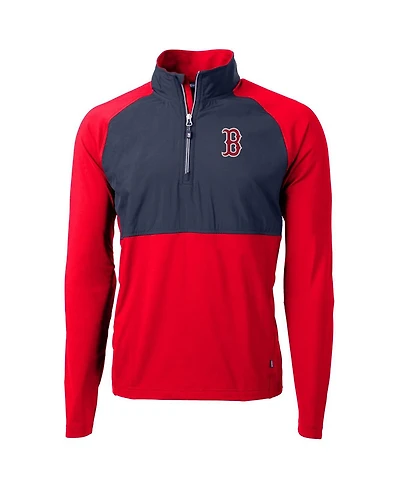 Cutter & Buck Men's Red/Navy Boston Red Sox Adapt Eco Knit Hybrid Quarter-Zip Pullover Jacket