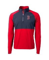 Cutter & Buck Men's Red/Navy Boston Red Sox Adapt Eco Knit Hybrid Quarter-Zip Pullover Jacket