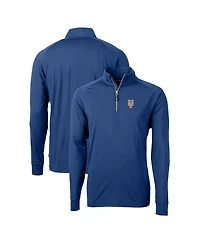 Cutter & Buck Men's Royal New York Mets Adapt Eco Knit Stretch Quarter-Zip Pullover Top