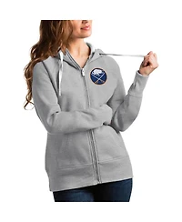 Antigua Women's Heathered Gray Buffalo Sabres Victory Full-Zip Hoodie