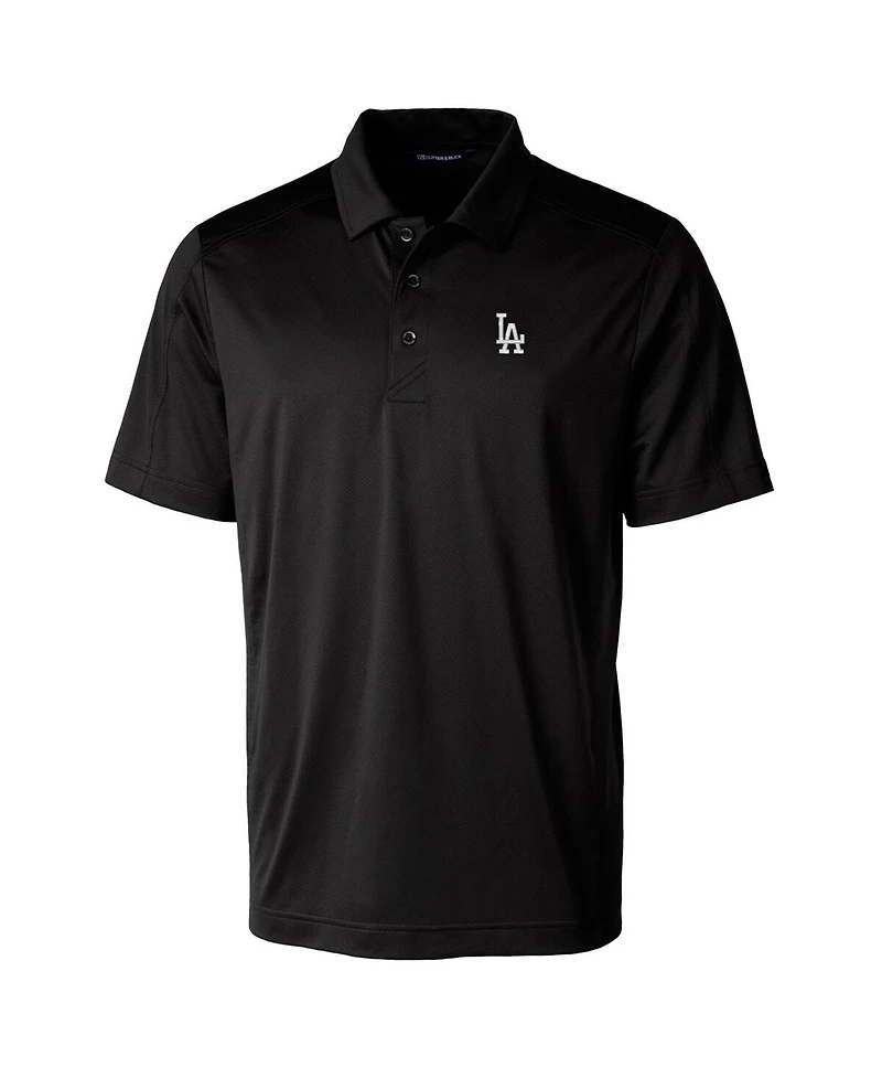 Cutter & Buck Men's Black Los Angeles Dodgers Prospect Textured Stretch Big Tall Polo Shirt