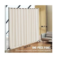 Sugift Portable Panel Room Divider with Wheels, 121.5 x 17.7 x 96.7 in Freestanding Curtain Divider Privacy Screen for Office Bedroom