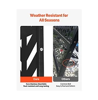 Sugift 47 x 72 in Freestanding 5-Panel Metal Privacy Screen, Steel Outdoor Divider with Stand for Balcony Patio Garden