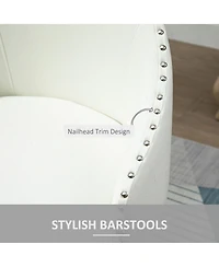 Homcom Fabric Bar stools Set of 2 Stools for Kitchen Counter with Nailhead Trim, White