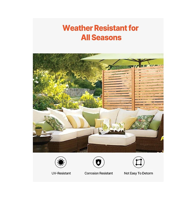 Sugift 36 x 76 in Freestanding Wood Privacy Screen, Decorative Wood Panel with Ground Stake for Patio Yard Garden