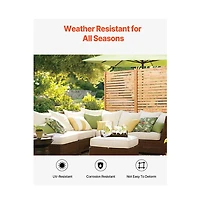 Sugift 36 x 76 in Freestanding Wood Privacy Screen, Decorative Wood Panel with Ground Stake for Patio Yard Garden