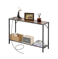 Sugift 41.7 in Narrow Console Table with Power Outlets and Usb Ports, 2-Tier Behind Couch Entryway Table with Charging Station