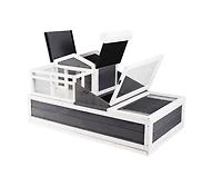 Sugift 3-Room Wooden Tortoise Habitat 2-Story Reptile Enclosure with Balcony Ramp 44 x 25.6 x 24 in