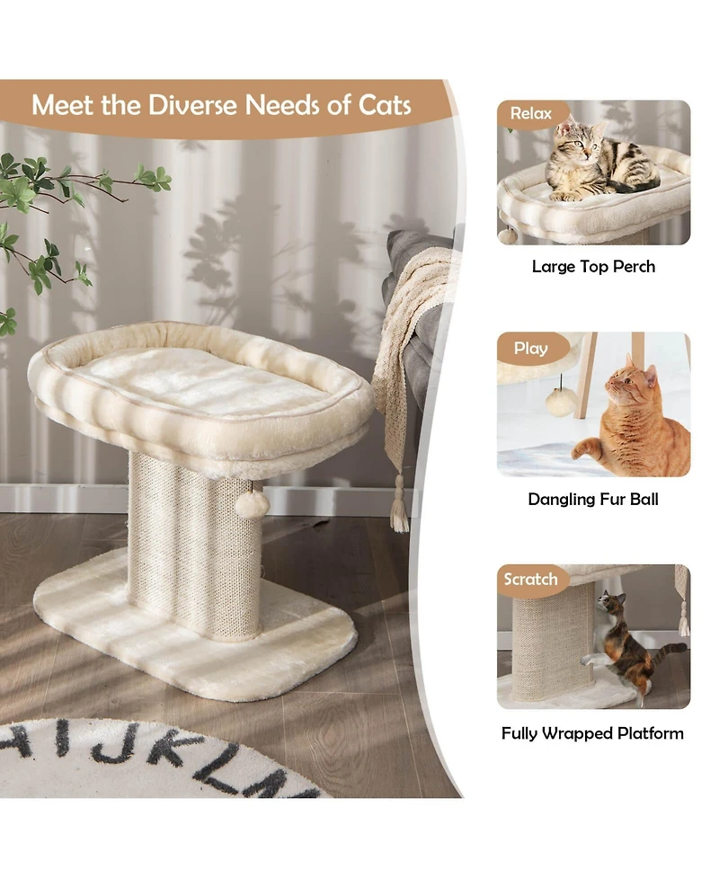 Cozito Cat Tower Modern with Plush Perch and Sisal Scratch Plate