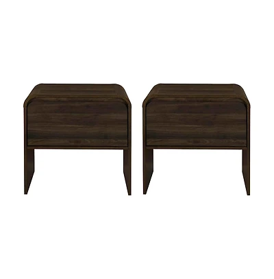 New Classic Furniture Mara 15.7 in Walnut Rectangular Wood End Table (Set of 2)