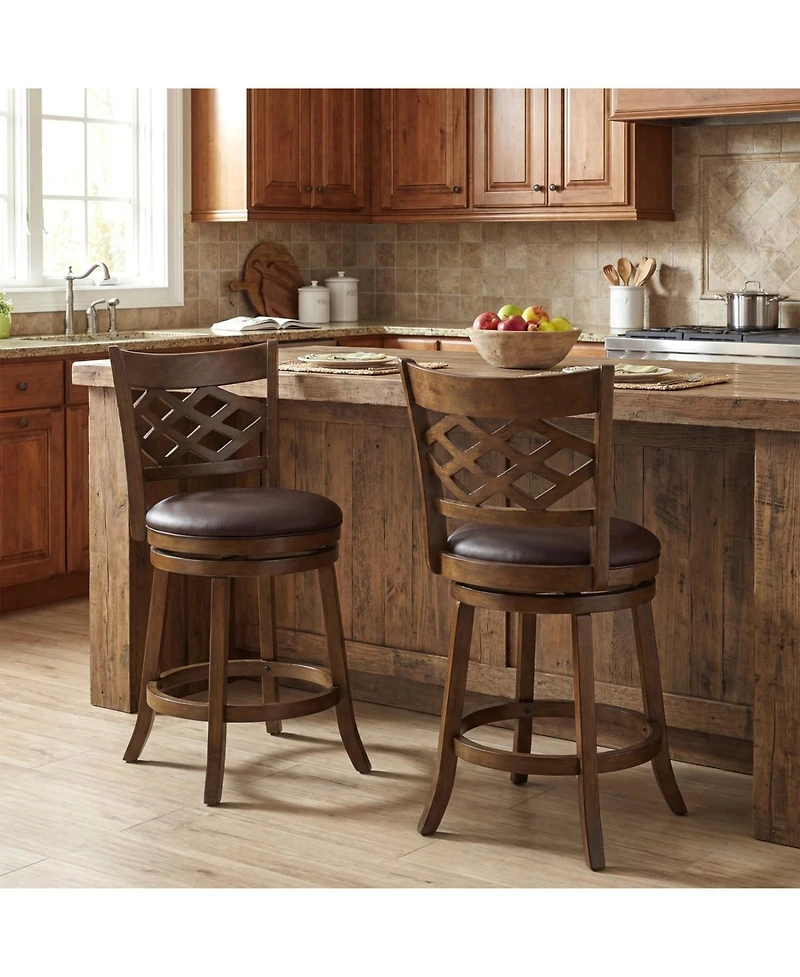 Slickblue Counter Height Bar Stools Set of 2 with Rubber Wood Frame