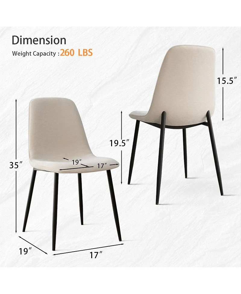 Maison Boucle 19.5" Seat Height Chenille Dining Side Chairs Set of 2, Metal Legs