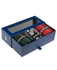 Polo Ralph Lauren Men's Chopped Bandana and Plaid Pattern Socks, 3-Pack