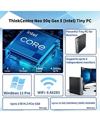 Lenovo ThinkCentre neo 50q Mff Desktop Pc with Intel Core i3, 16GB Ram, 1TB Ssd, Windows 11 Pro