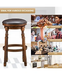 Costway Set of 4 Swivel Bar Stool Leather Padded Dining Kitchen Pub Chair Backless