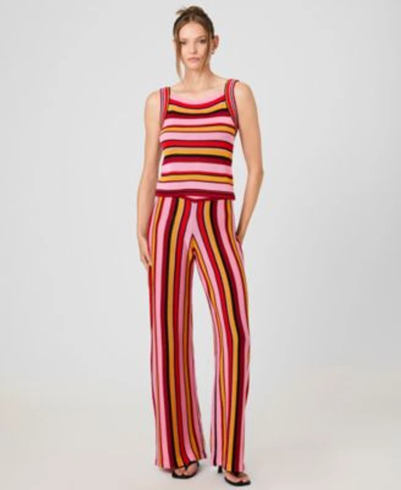 French Connection Womens Striped Sleeveless Top Motley Knit Striped Flare Pants