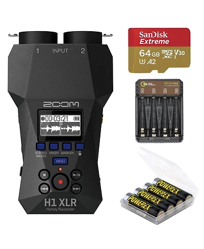 Zoom H1 Xlr 32-Bit Float Handy Recorder, Bundle with 64GB Memory Card, 4x Aa NiMH Batteries