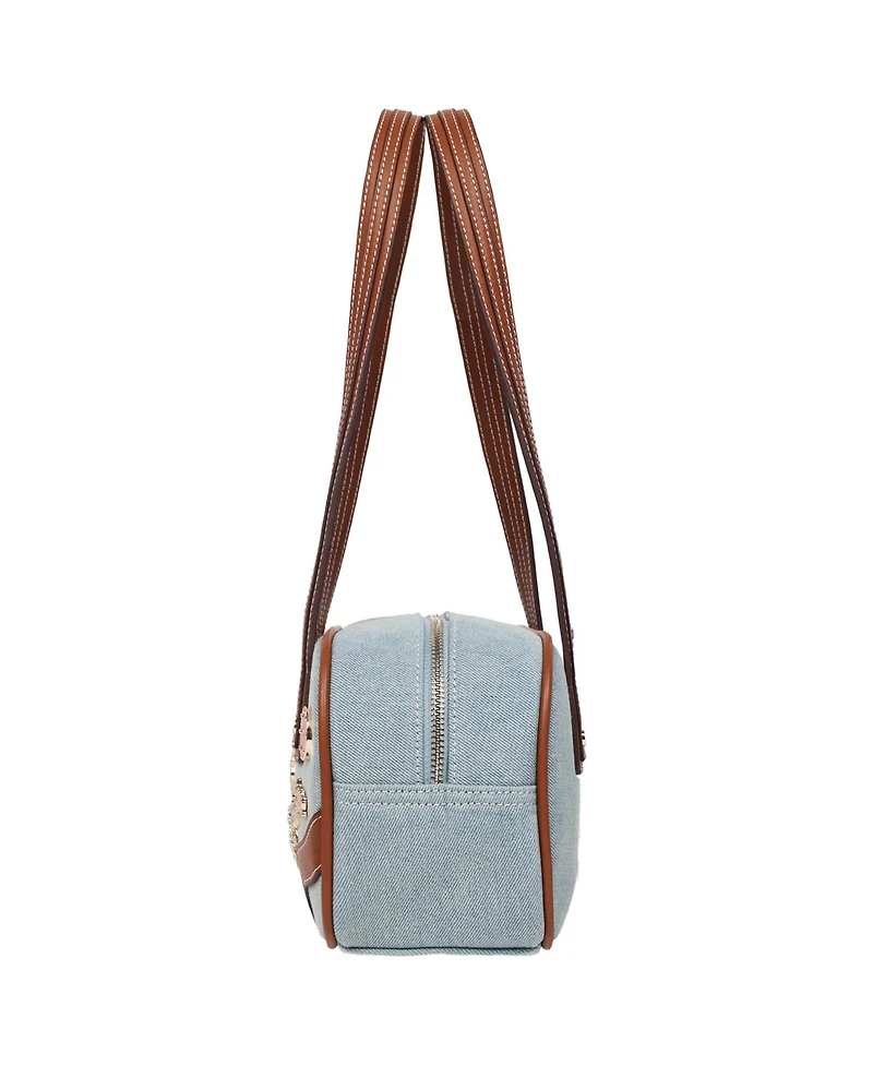 True Religion Arbor Multi Pin Logo Denim Satchel