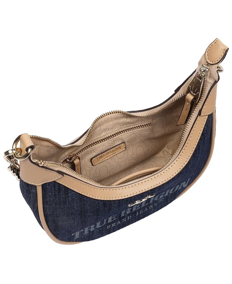 True Religion Bailey Denim and Pu Hobo Bag