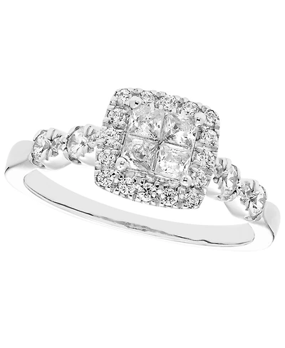 Macy's Diamond Halo Ring (5/8 ct. t.w.) in 10k White Gold