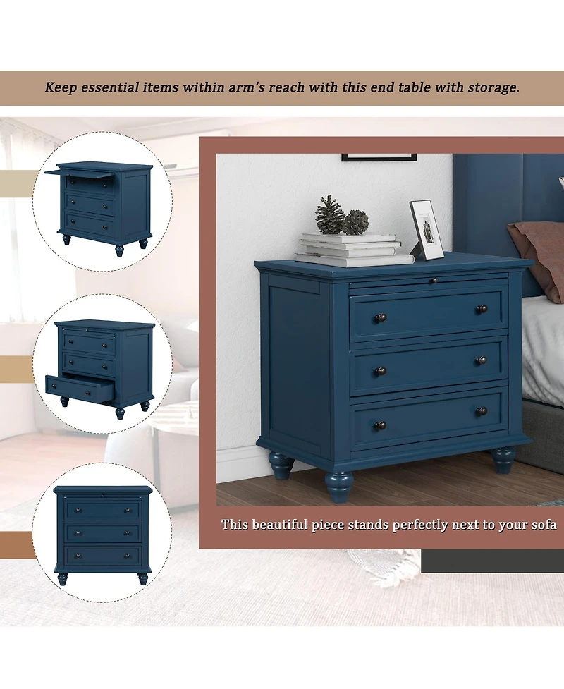 Rainsken Modern Wooden Nightstand