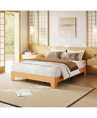 Homfan Wood Platform Bed Frame with Underbed Storage and Wood Slats, No Box Spring Needed