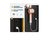 gaomon Vanity with Mirror, Three-Level Adjustable Lighting, Drawer Cabinet, Power Outlet and Stool Compact Design Ideal for Bedrooms Apartments