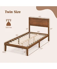Slickblue Bed Frame with Headboard Sturdy Wooden Slats for Enhanced Mattress Support
