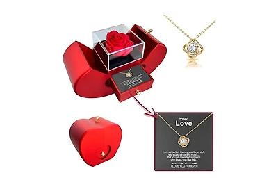 Gnuadz Preserved Rose Necklace Gift Box Love Card Couple Mother Gift