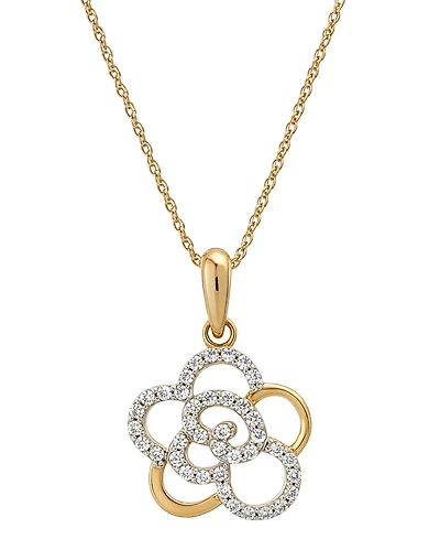Wrapped in Love Diamond Rose Pendant Necklace (1/4 ct. t.w.) in 10k Yellow Gold