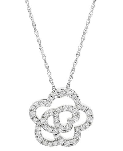 Wrapped in Love Diamond Rose Pendant Necklace (1/3 ct. t.w.) in 10k White Gold