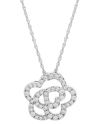 Wrapped in Love Diamond Rose Pendant Necklace (1/3 ct. t.w.) in 10k White Gold