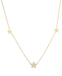 Wrapped Diamond Multi-Flower Necklace (1/10 ct. t.w.) in 10k Yellow Gold