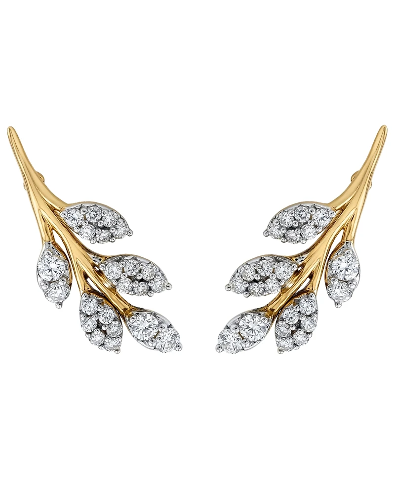 Wrapped Diamond (1/4 ct. t.w.) Leaves Earrings in 14k Yellow Gold