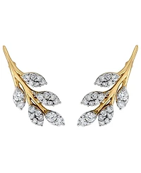 Wrapped Diamond (1/4 ct. t.w.) Leaves Earrings in 14k Yellow Gold