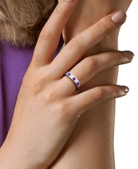 Macy's Lab Grown White Sapphire (1-1/2 ct. t.w.) Ring 18k Gold Flash Plated Sterling Silver (Also Available Multi-Gemstone)