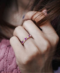 Macy's Amethyst (1-5/8 ct. t.w.) and Diamond (1/5 Ring 18k Rose Gold Flash Plated Sterling Silver (Also Available Blue Topaz)