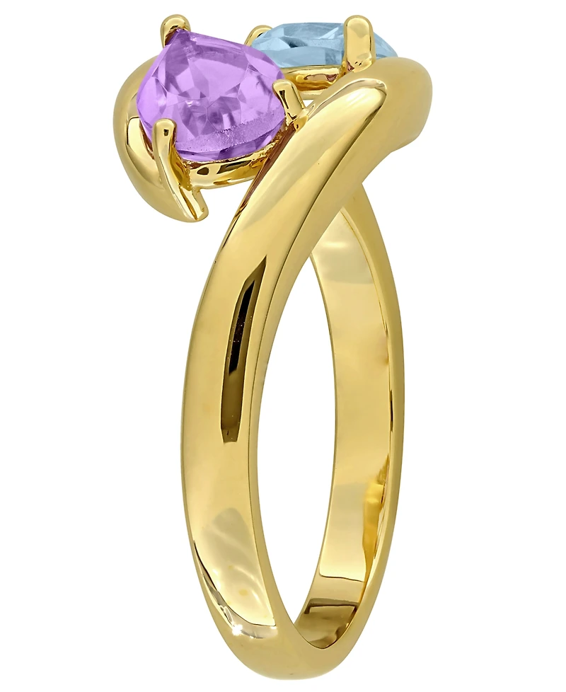 Macy's Amethyst (1/2 ct. t.w.) and Blue Topaz (7/8 Ring 18k Gold Flash Plated Sterling Silver