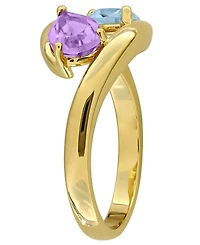 Macy's Amethyst (1/2 ct. t.w.) and Blue Topaz (7/8 Ring 18k Gold Flash Plated Sterling Silver