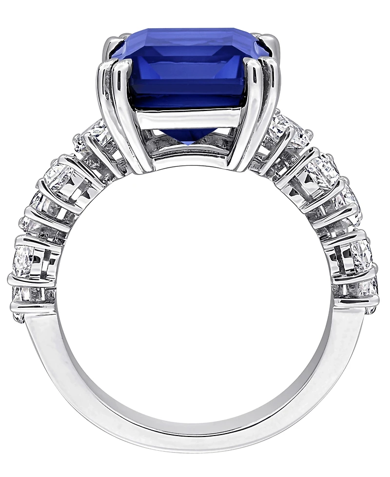 Macy's Lab Grown Blue Sapphire (5 ct. t.w.) & White (2-1/5 Ring Sterling Silver (Also Available Ruby)