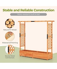 Gouun 77-Inch Raised Garden Bed with Arch Trellis and Hanging Roof